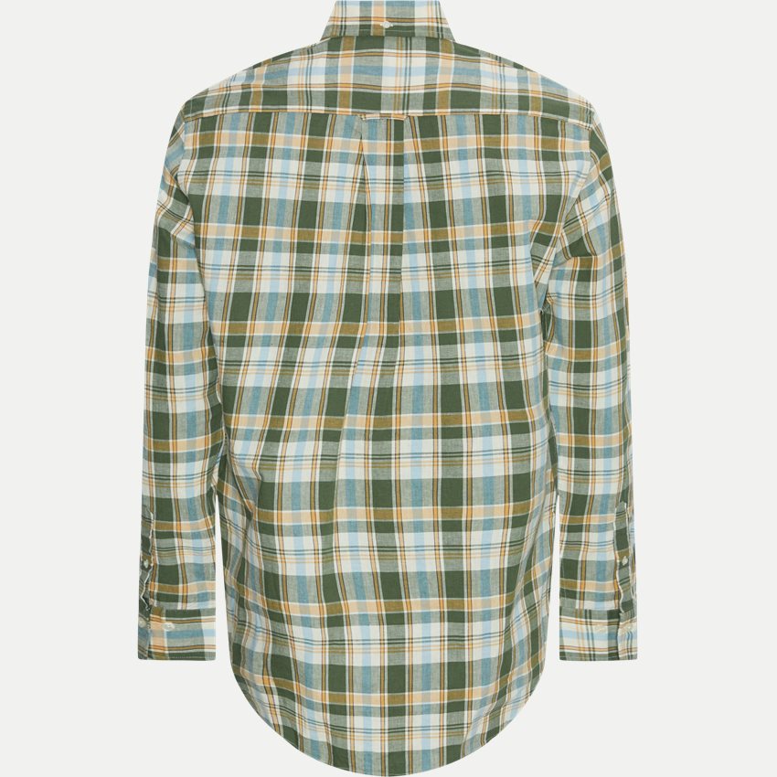 Gant Skjorter REG COTTON LINEN CHECK SHIRT 3240062 PINE GREEN